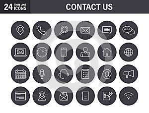 Set of Contact Us web icons in line style. Web and mobile icon. Chat, support, message, phone. Vector illustration