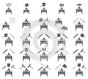 Set of coocing on brazier icons