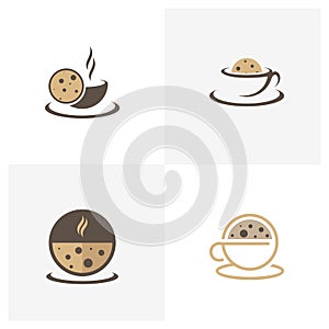 Set of Cookies with Cup Logo Design Vector Template, Icon Symbol, Creative design concepts