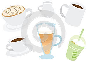 Set of Cool Various Coffee Drinks Set