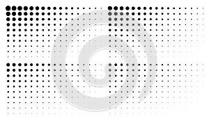 Set of corner gradient halftone dots backgrounds. Horizontal templates using halftone dots pattern. Vector illustration.