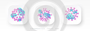 A set of coronavirus icons. The cell of Covid-19