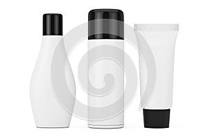 Set of Cosmetic Package Collection Products with Blank Space for