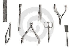 A set of cosmetic tools for manicure and pedicure closeup.NEF