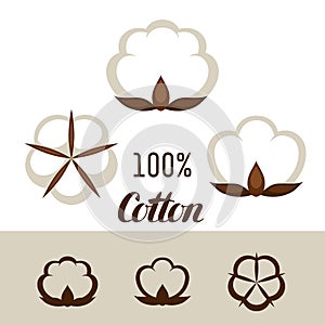 Set of cotton icons. Emblems for clothing and production