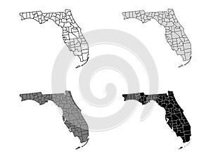 Set of Counties Maps of US State of Florida