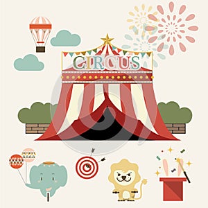 Set of country fair,amusement park,circus.vector