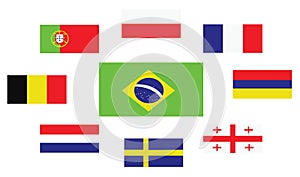 Set of country flags of Brasil and Portugal