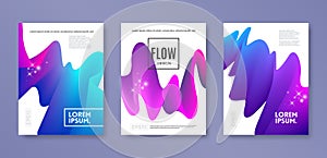 Set of cover design with abstract multicolored flow shapes. Vector illustration template. Universal abstract design for covers