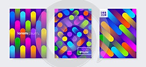 Set of cover design with abstract multicolored gradient shapes. Vector illustration template. Universal abstract design.