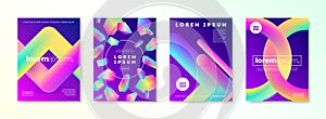 Set of cover design with abstract multicolored gradient shapes. Vector illustration template. Universal abstract design.