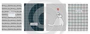 Cover page vector templates with hand drawn cat Headers isolated and replaceable