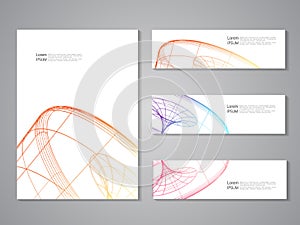 Set of covers and banners. Future geometric design. Abstract 3d wheel. Line design, wire element. Eps10