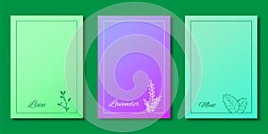 Set of Covers design, Lavender mint linn tree with gradient background, Pattern of covers template set, Natural concept, Vector
