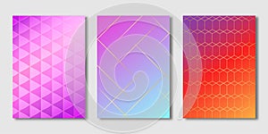 Set of Covers design, Transparency rectangle and geometric with gradient background, Pattern of covers template set, Vector