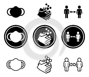 Set of Covid Guideline Icons photo