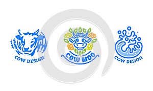 Set of cow logos.