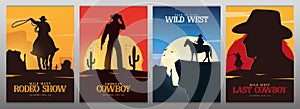 Set of Cowboy banners. Rodeo. Wild West banner. Texas. Vector illustration.