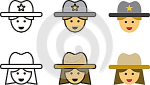 Set of Cowboy and Cowgirl Icons