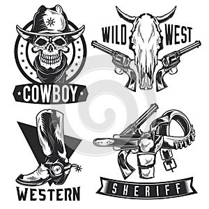 Set of cowboy emblems  labels  badges  logos. Isolated on white