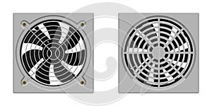 Set of CPU cooler fan on white background