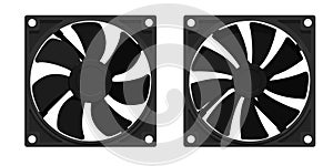 Set of CPU cooler fan on white background