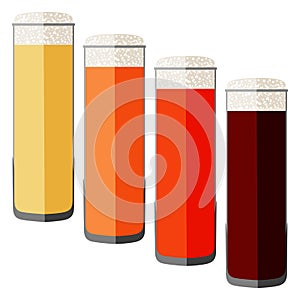 Set with craft beer in stange glass for banners, flyers, posters, cards. Light and dark beer, ale, and lager. Beer Day