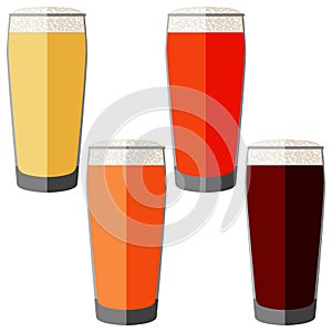 Set with craft beer in willi becher glass for banners, flyers, posters, cards. Light and dark beer, ale, lager. Beer Day photo