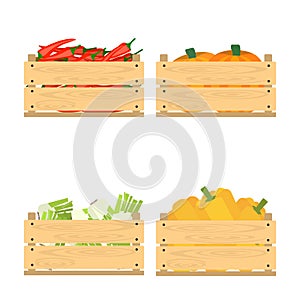 Set of crates with veggies