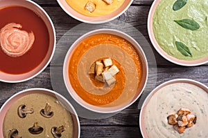 Set of cream soups