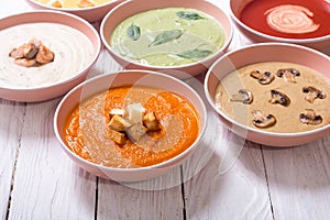 Set of cream soups