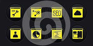 Set Create account screen, Cloud technology data transfer, Graph chart infographic, Browser window, SEO optimization
