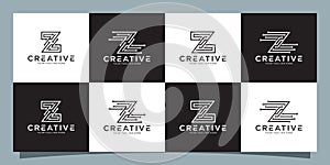 Set of creative bundle monogram logo design template initial letter Z technology