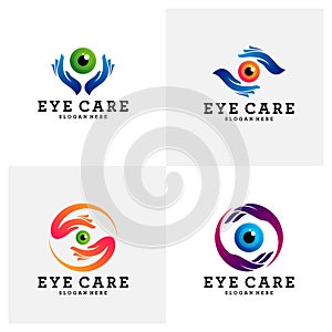 Set of Creative Care Eye Concept Logo Design Template, Eye Care logo design Vector, Icon Symbol