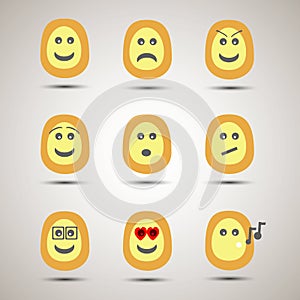 Set of creative emoji smiley faces.