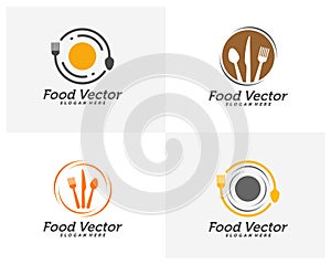 Set of Creative Food logo design vector. Restaurant, food court, cafe logo template. Icon symbol. Illustration