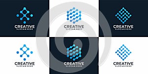 Set of creative modern abstract technology logo design for business company