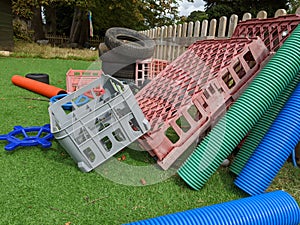 A set of creative outdoor play construction equipment photo