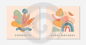 Set of creative universal artistic cards