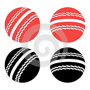 Set of Cricket ball icon, equipment element closeup design, sport object vector illustration