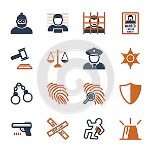 Set of crime icons. Vector illustration decorative design