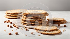 Set of crispbreads on a white isolated background.