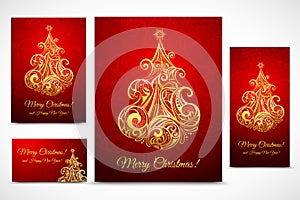 Set of Cristmas baner, cards and flyer
