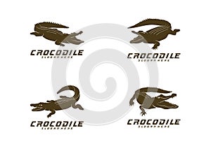 Set of Crocodile Logo Vector. Alligator emblem template Illustration