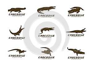 Set of Crocodile Logo Vector. Alligator emblem template Illustration
