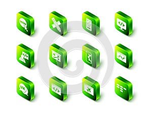 Set Crossed ruler and pencil, UI or UX design, Front end development, Website statistic, Site map, template and icon