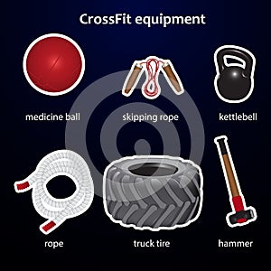 Set of crossfit sport equipment