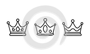 Set crown icons. Collection crown awards. Royal king, queen, princess crown