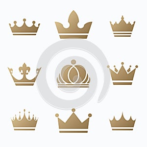 Set of crowns icon. Vector illustration EPS 10