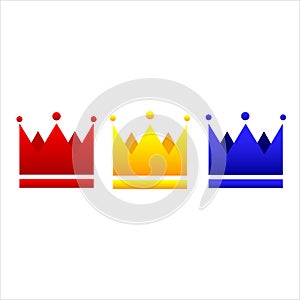 Set with crowns on white background. Crown icon. Vector icon